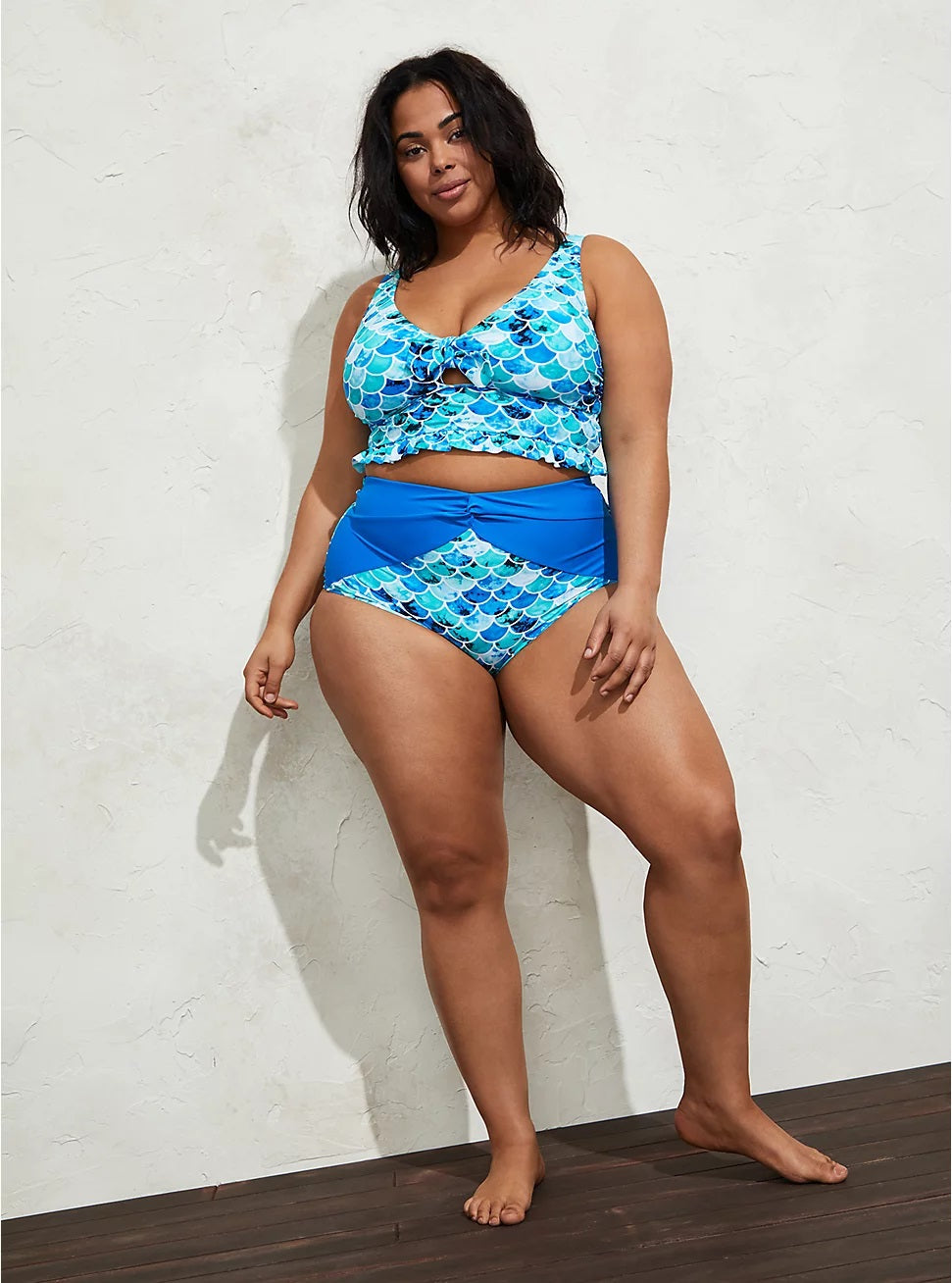 Blue Mermaid Ruffle Midkini Swim Bikini Set