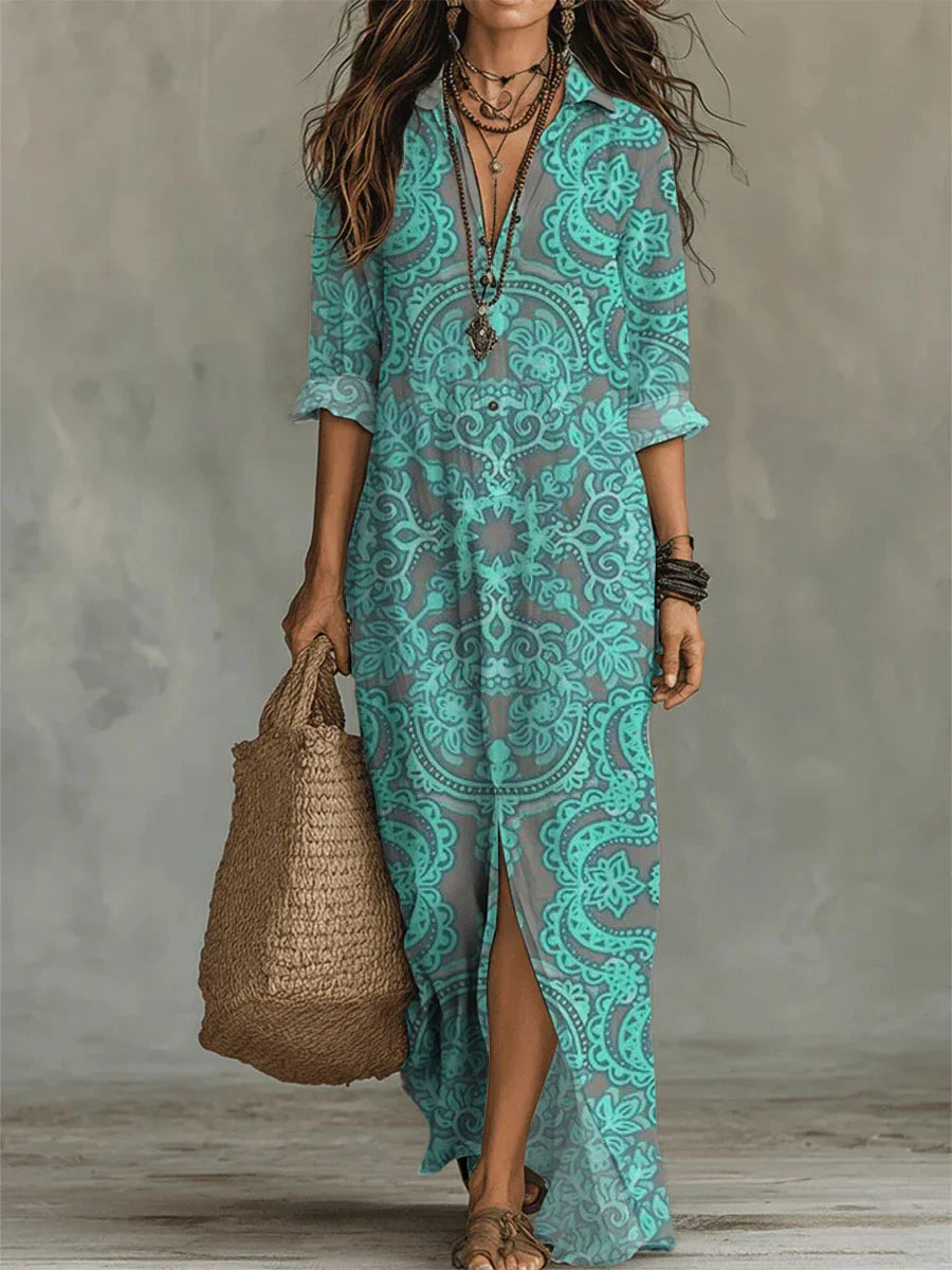 Women's Vintage Pattern-printed Casual Long Dress