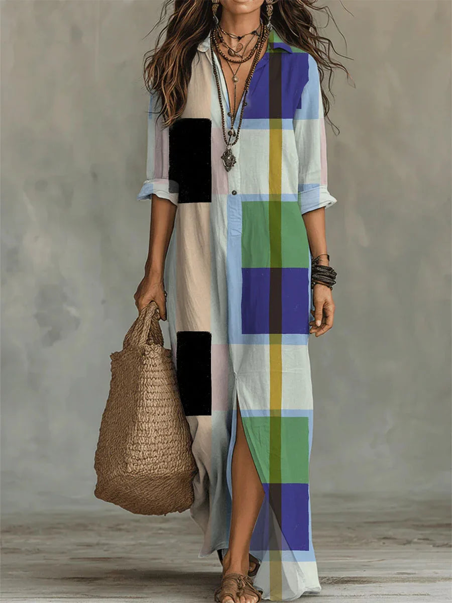 Women's Geometry Pattern-printed Casual Long Dress