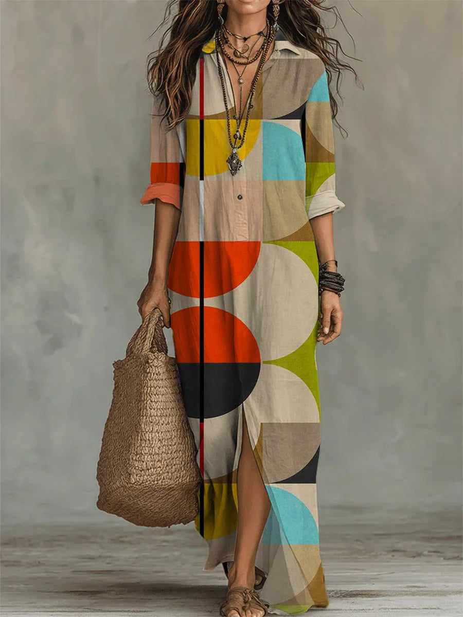 Women's Geometry Pattern-printed Casual Long Dress